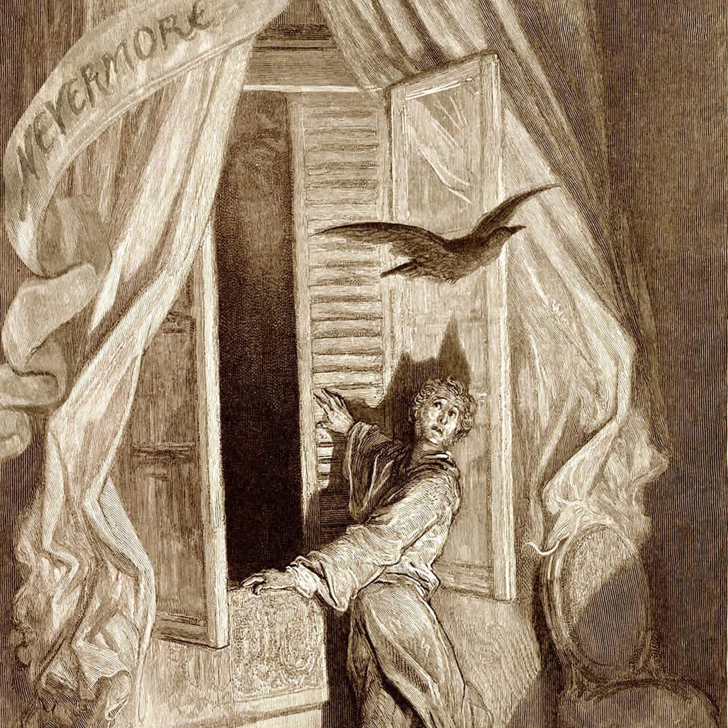 Ilustração de O Corvo, de Edgar Allan Poe
